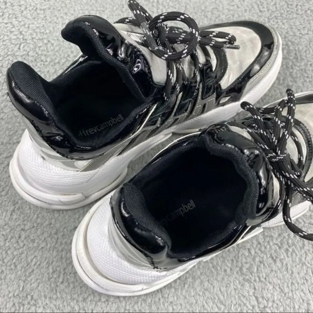 Jeffrey campbell sneakers Metallic Luxembourg Leather Lace Up Chunky Size 8 Gray - Picture 15 of 16